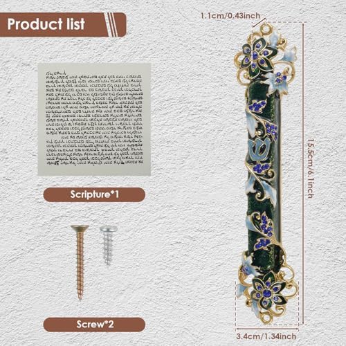 Hand Painted Mezuzah Decor Green