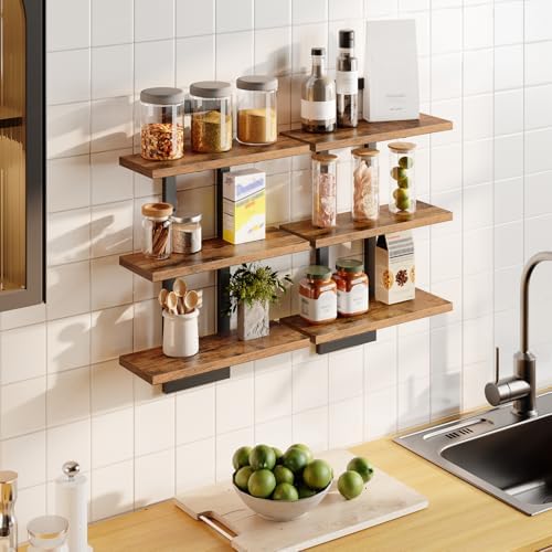 HOOBRO Floating Shelves Set of 2 3-Tier Wall Mounted Storage