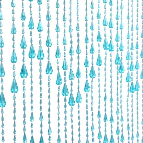 Crystal Beaded Curtain 355 x 79 Inches Teal Wave Pattern