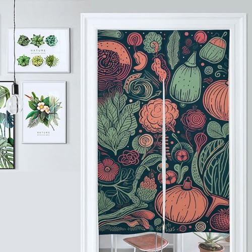 Japanese Noren Door Curtain with Vegetable Print