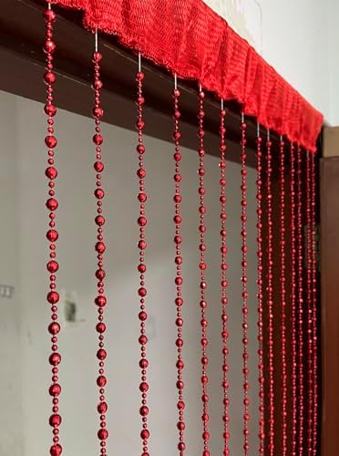 ZiDeTang Sparkling Plastic Diamond Beaded Door Curtain Panel Red