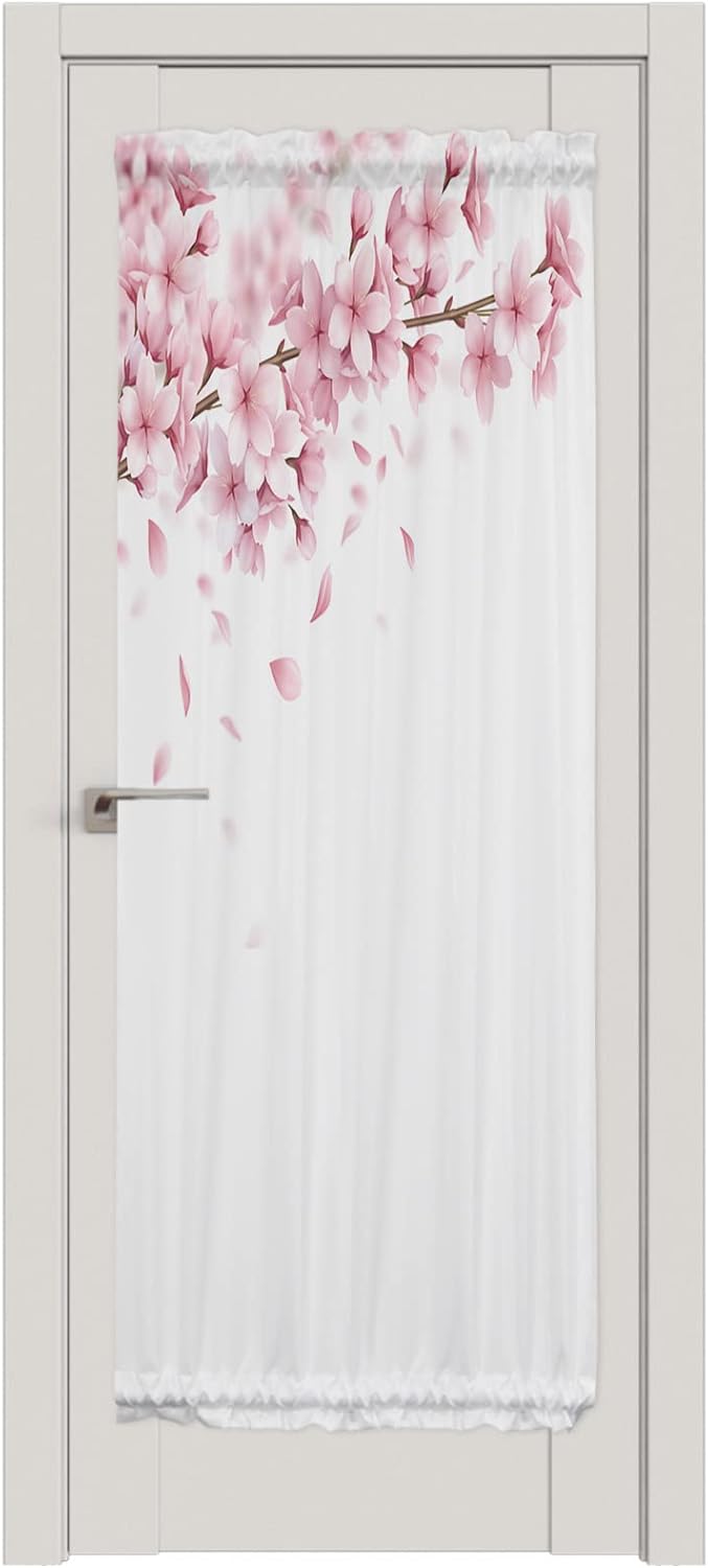 Shine-Home Spring Pink Sakura French Door Curtain Panel