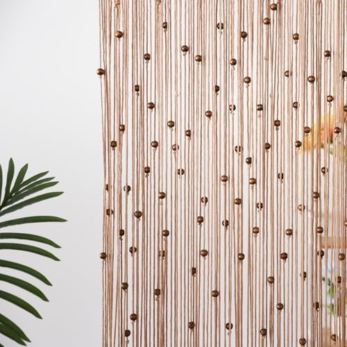 BECHAEO Boho Macrame Beaded Curtain Set of 2