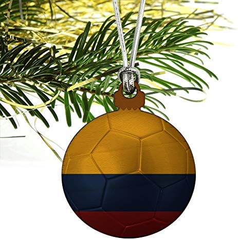 Colombia Flag Soccer Ball Wood Ornament