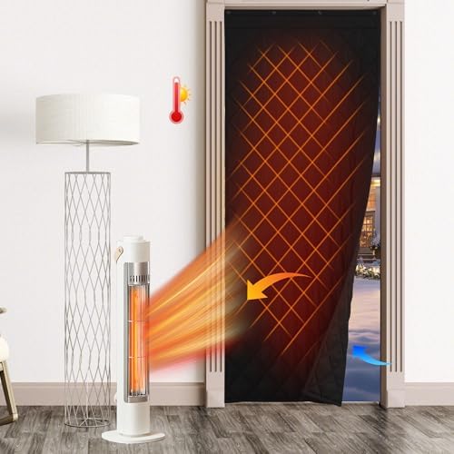 RYB HOME Thermal Insulated Door Curtain Black 1 Pc