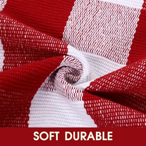 Christmas Red and White Plaid Rug 28x43 Inches Door Mat