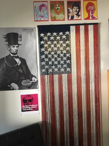 125 Strand American Flag Beaded Curtain with Hanging Hardware