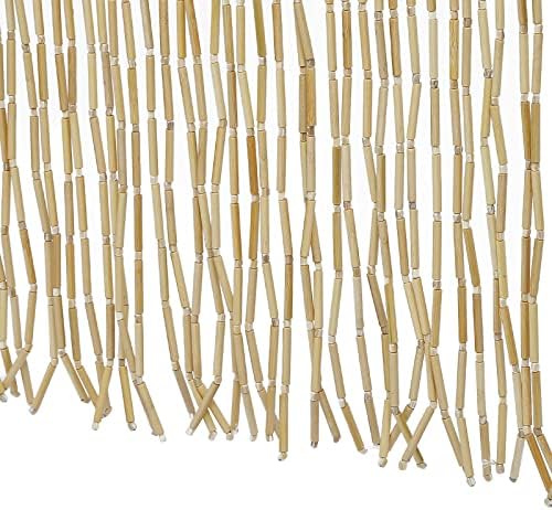Natural Wood and Bamboo Beaded Curtain 60 Strands