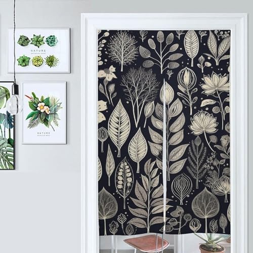 Japanese Noren Plants Print Door Curtain 34x57 Inch 1