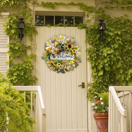Summer Bee Wreath for Front Door Decor
