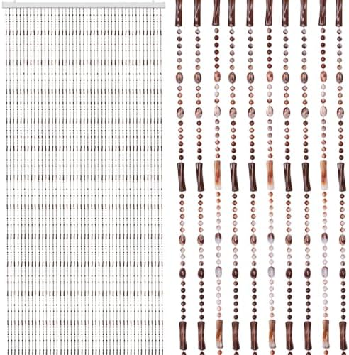 BECHAEO Beaded Curtain for Doorway with Caramel Marble Design