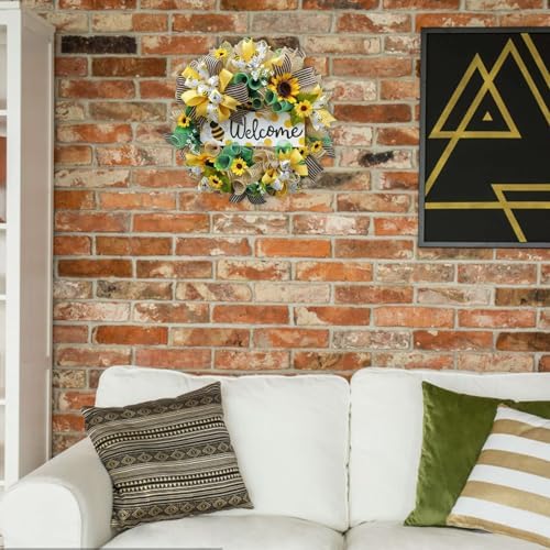 Summer Bee Wreath for Front Door Decor