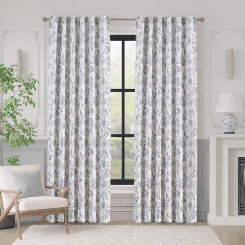 Vangao Floral Blackout Curtains 84 Inch 2 Panels