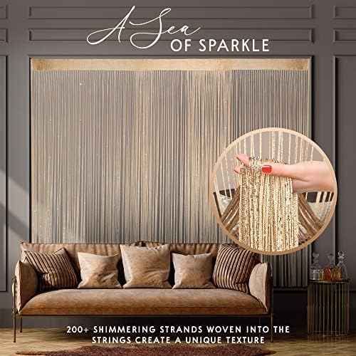 Glitter String Curtains 2 Pack Gold Sequins