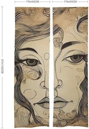 Japanese Noren Door Curtain with Outline Face Print