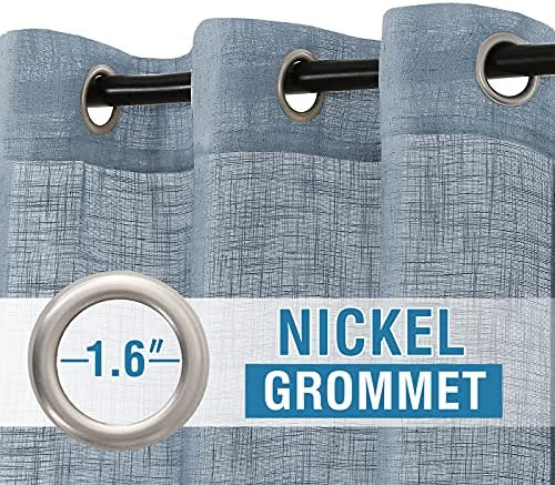 HVERSAILTEX Stone Blue Linen Curtains 2 Panel Set