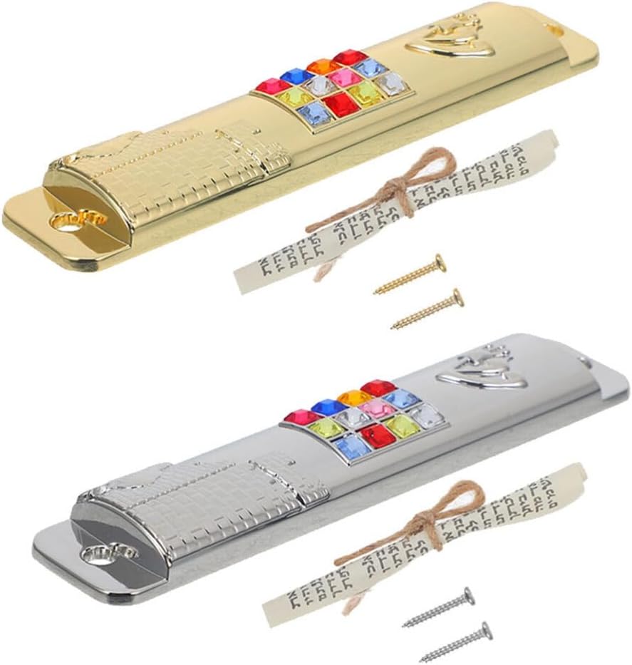 HOLIDYOYO 2 Set Metal Retro Mezuzah Scrolls Door Decor