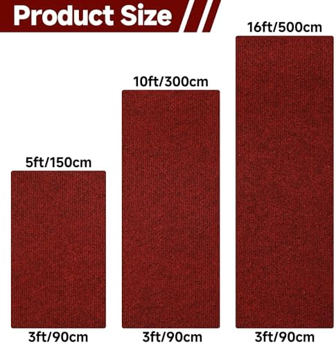 Red Runner Rug 3x5ft Waterproof Non-Slip Doormat