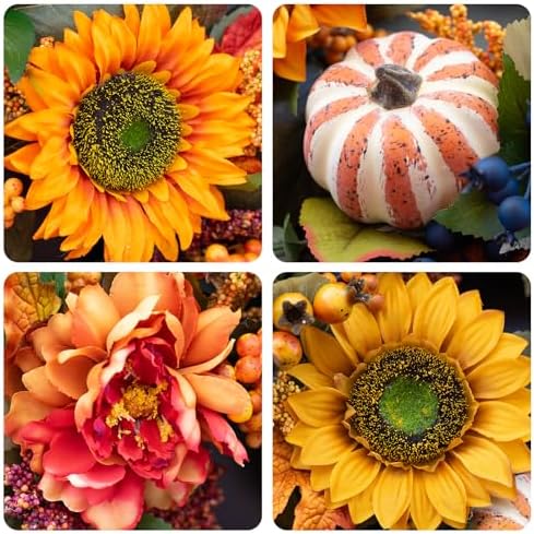 24 Inch Fall Wreath with Pumpkins and Berries