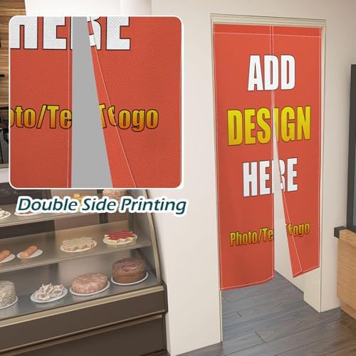 Custom Double Sided Noren Curtain with Photo Text Logo