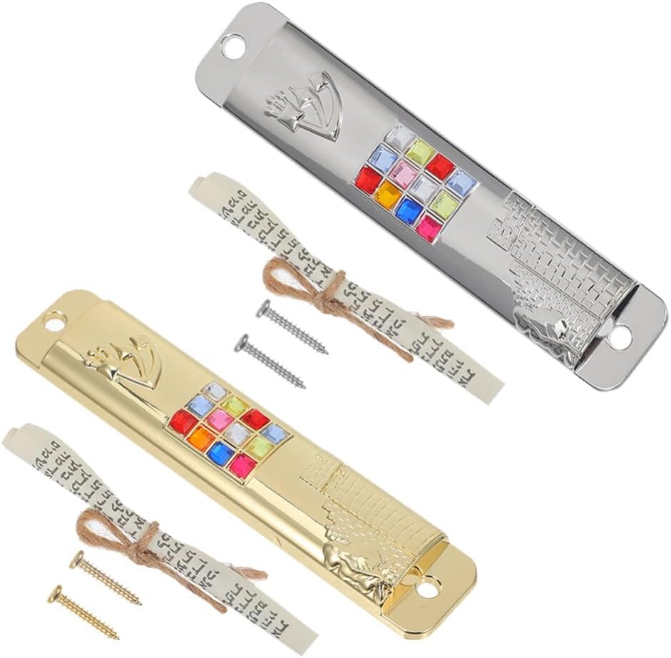 HOLIDYOYO 2 Set Metal Retro Mezuzah Scrolls Door Decor