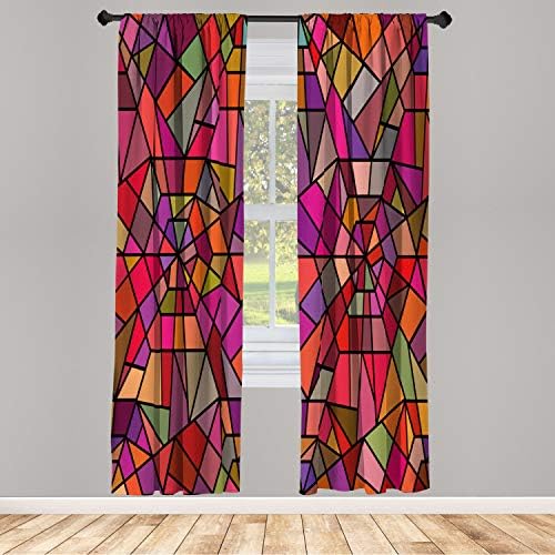 Ambesonne Abstract Window Curtains Red Ruby 2 Panel Set