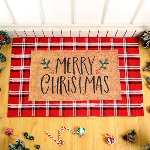 Duraaamo 2 Pcs Christmas Doormat Set