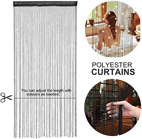 Greenwish Black Beads Curtain with Tassels
