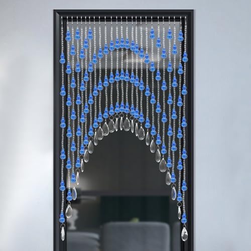 Blue Crystal Beaded Curtain for Doorway and Arched Window