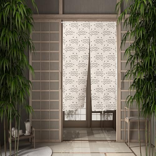 Japanese Noren Door Curtain with Simple Drawings