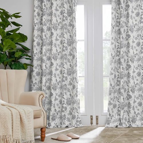 Vangao Floral Blackout Curtains 84 Inch 2 Panels
