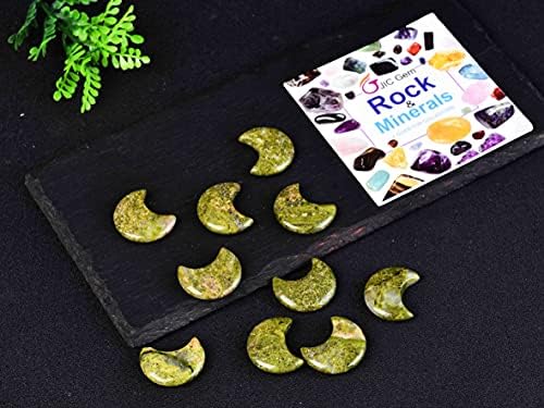 JIC Gem 10 Piece Moon Shape Unakite Quartz Tumbled Stones Set