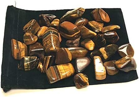Zentron Tumbled Tiger Eye Gemstones Velvet Bag 12 Pound