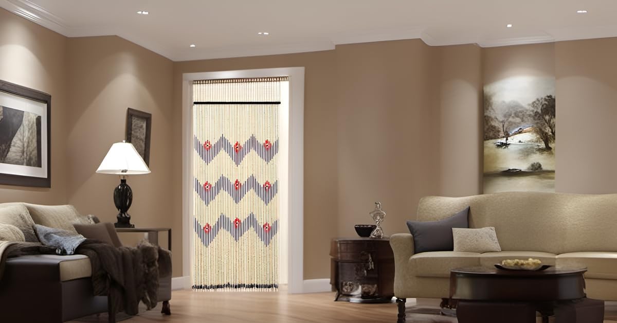 FlavorThings Beige Wood Bead Curtain - Waverly