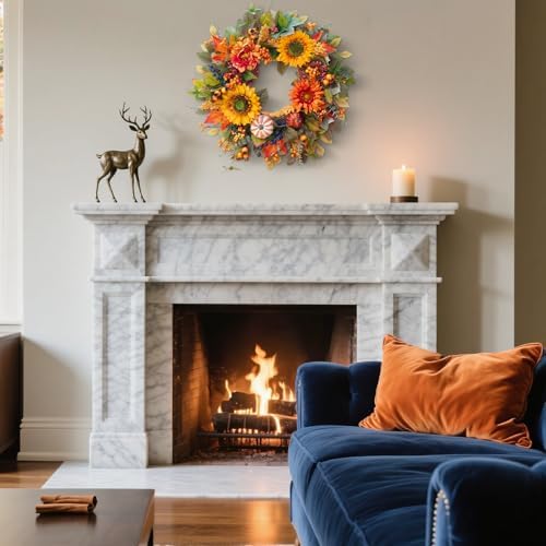 24 Inch Fall Wreath with Pumpkins and Berries