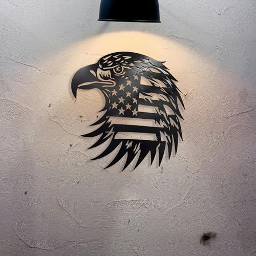 Patriotic Bald Eagle Flag Metal Wall Art 40 Inch