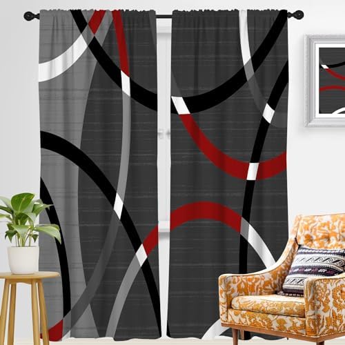Zokyer Modern Geometric Curtain 2 Panels Rod Pocket