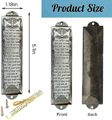Set of 2 Metal Mezuzahs with Scroll Silver and Brass