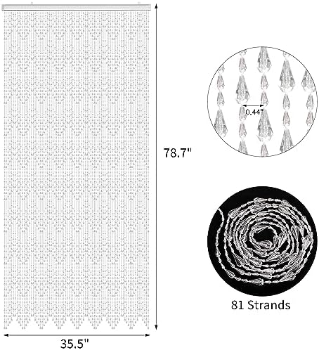 Crystal Beaded Curtain - White 355 x 79 Inches