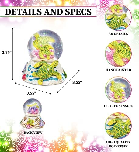 COTA Global Sea Turtle Snow Globe - Sparkly Glitter Decor