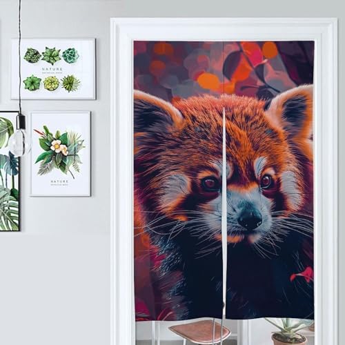 Japanese Noren Red Animal Door Curtain 34x57
