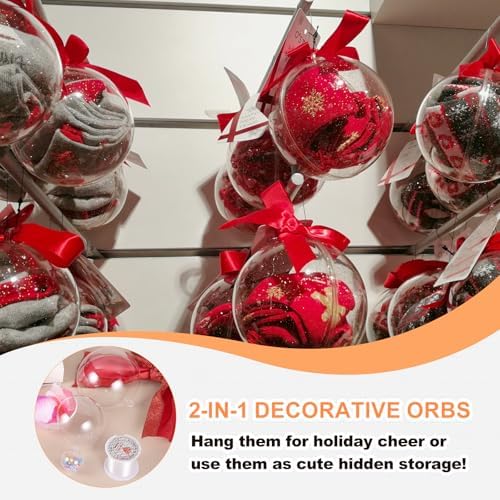 MECCANIXITY 39 Inch Clear Ornament Ball with Wire 6PCS