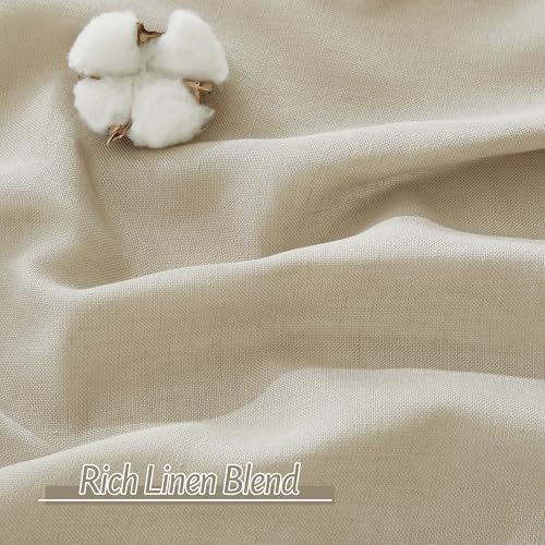 RYB HOME Taupe Sheer Curtains - Flax Linen Blend 70x84 inch 2 Pcs
