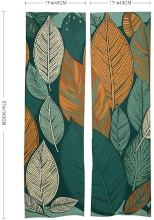 Japanese Noren Leaf Print Door Curtain 34x57 Inches