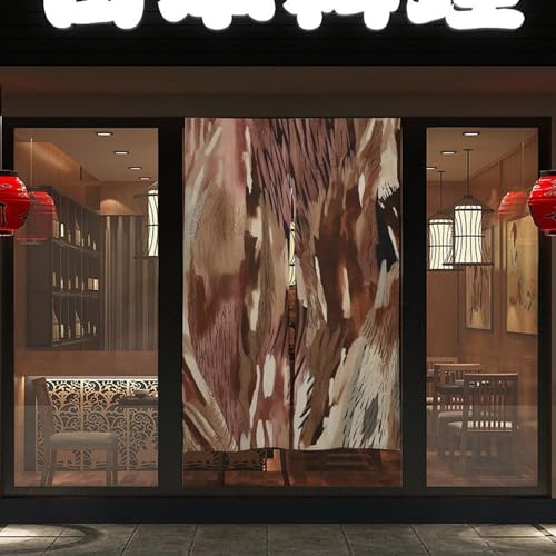 Japanese Noren Brown and White Stripes Door Curtain