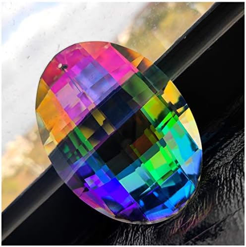 Colorful Oval Drop Crystal Chandelier Feng Shui Suncatcher