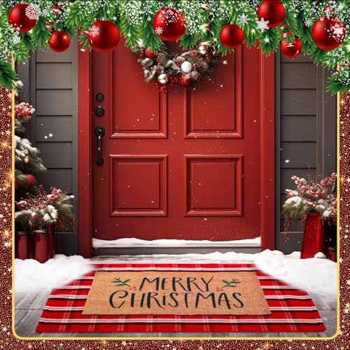 Duraaamo 2 Pcs Christmas Doormat Set