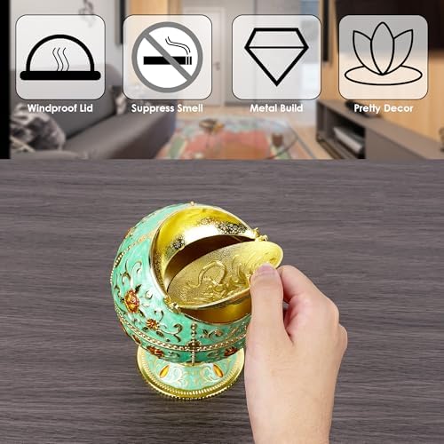 Dragon Ashtray with Lid - Zinc Alloy Windproof Decor