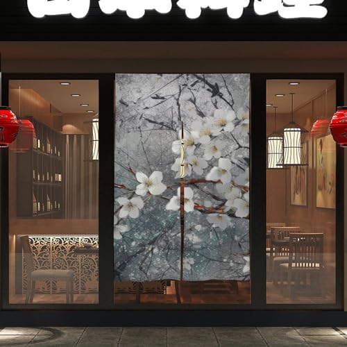 Japanese Noren Delicate Leaves Printed Door Curtain