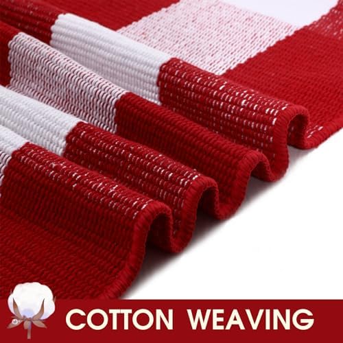 Christmas Red and White Plaid Rug 28x43 Inches Door Mat